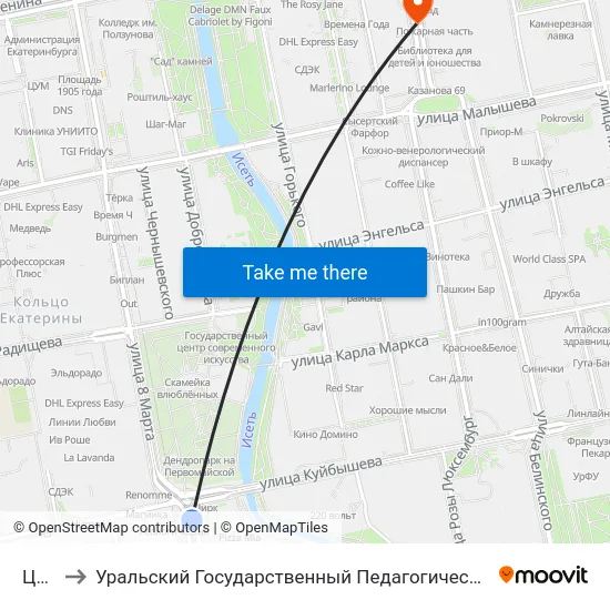 Цирк to Уральский Государственный Педагогический Университет map