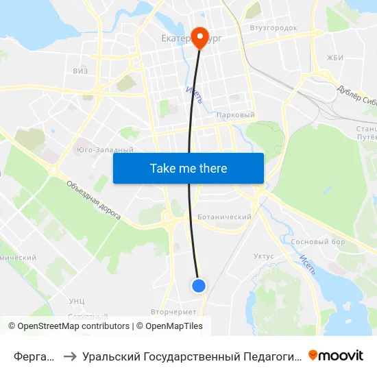 Ферганская to Уральский Государственный Педагогический Университет map
