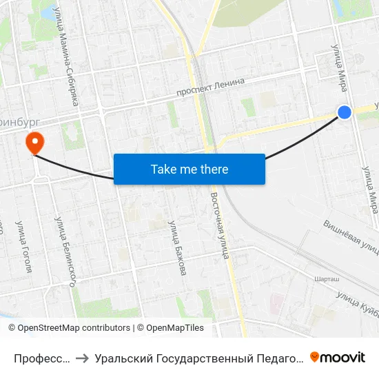 Профессорская to Уральский Государственный Педагогический Университет map
