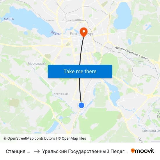 Станция Керамик to Уральский Государственный Педагогический Университет map