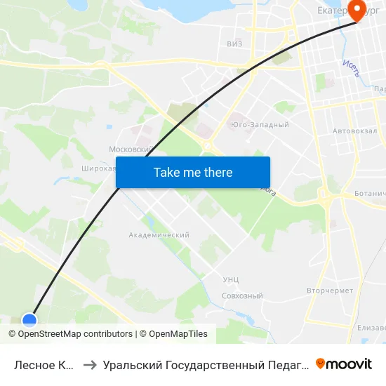 Лесное Кладбище to Уральский Государственный Педагогический Университет map