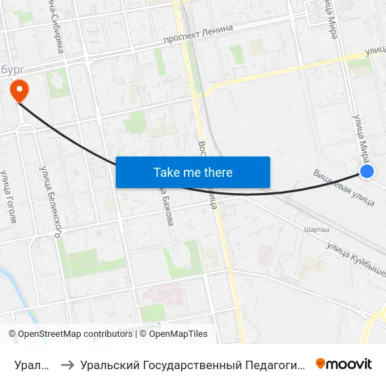 Уралобувь to Уральский Государственный Педагогический Университет map