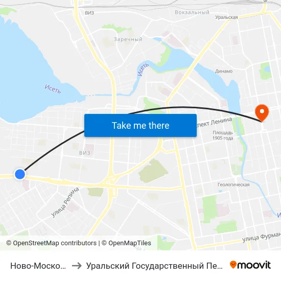 Ново-Московский Тракт to Уральский Государственный Педагогический Университет map