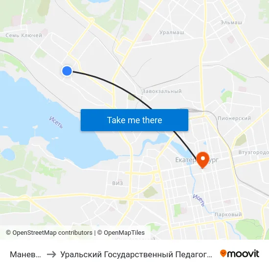 Маневровая to Уральский Государственный Педагогический Университет map