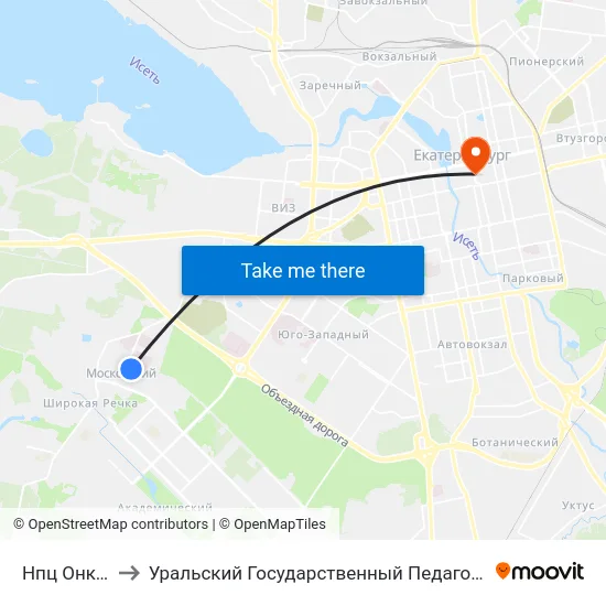 Нпц Онкология to Уральский Государственный Педагогический Университет map