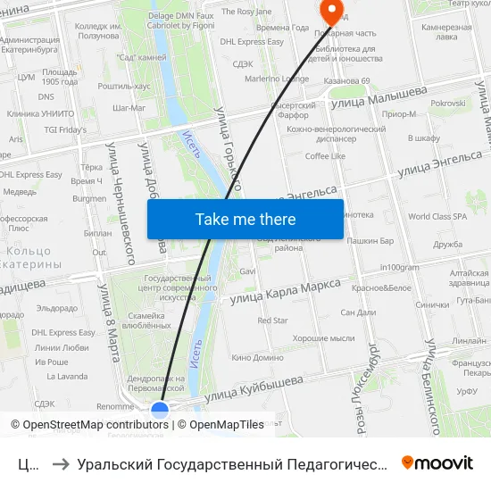 Цирк to Уральский Государственный Педагогический Университет map