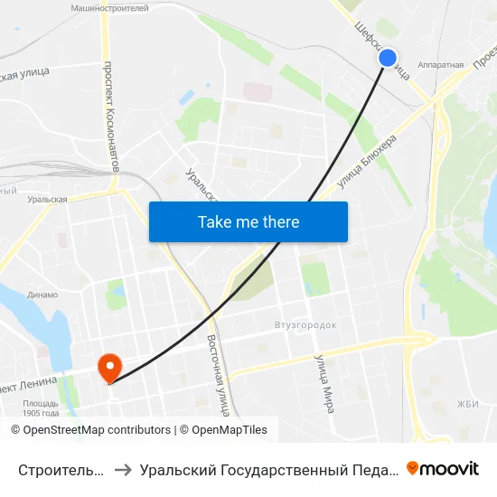 Строительный Двор to Уральский Государственный Педагогический Университет map