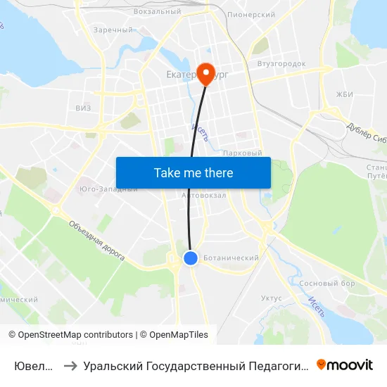 Ювелирная to Уральский Государственный Педагогический Университет map
