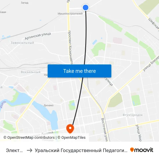 Электриков to Уральский Государственный Педагогический Университет map