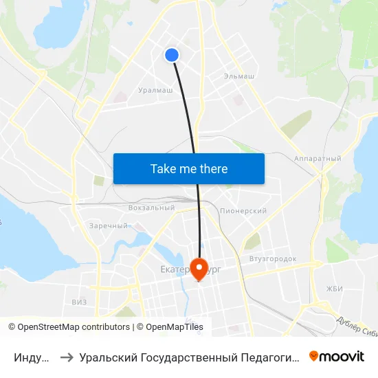 Индустрии to Уральский Государственный Педагогический Университет map