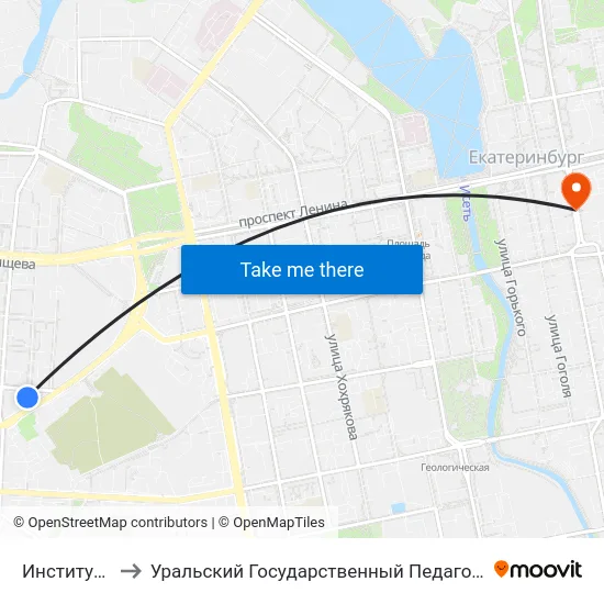 Институт Связи to Уральский Государственный Педагогический Университет map