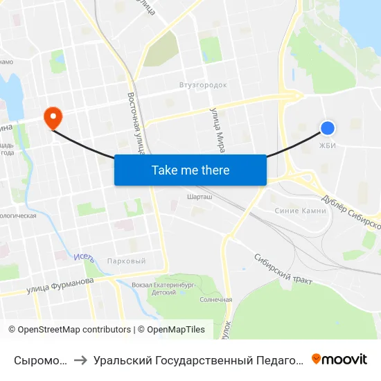 Сыромолотова to Уральский Государственный Педагогический Университет map