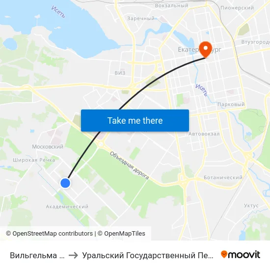 Вильгельма Де Геннина to Уральский Государственный Педагогический Университет map