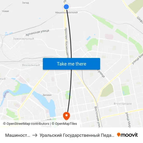 Машиностроителей to Уральский Государственный Педагогический Университет map