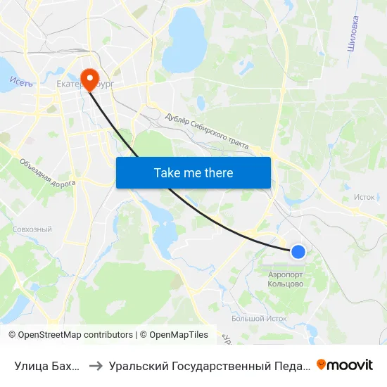 Улица Бахчиванджи to Уральский Государственный Педагогический Университет map