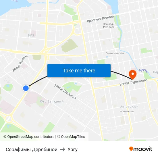 Серафимы Дерябиной to Ургу map