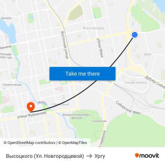 Высоцкого (Ул. Новгородцевой) to Ургу map