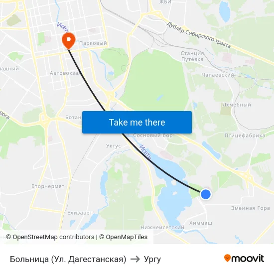 Больница (Ул. Дагестанская) to Ургу map