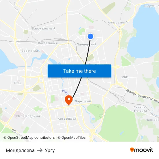 Менделеева to Ургу map