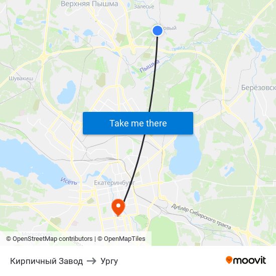 Кирпичный Завод to Ургу map