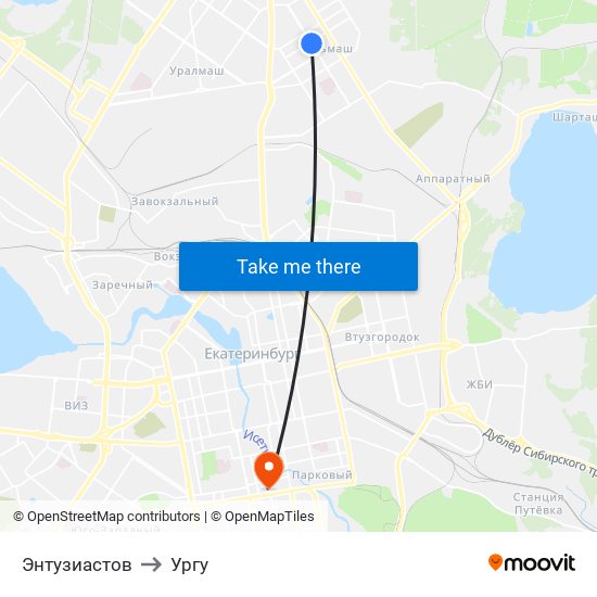 Энтузиастов to Ургу map