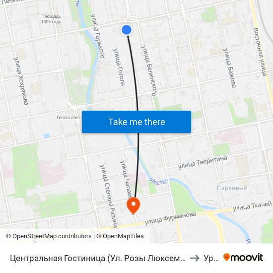 Центральная Гостиница (Ул. Розы Люксембург) to Ургу map
