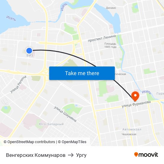 Венгерских Коммунаров to Ургу map