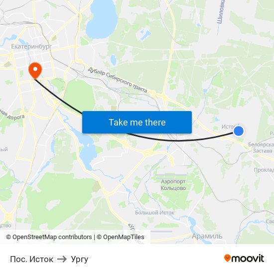 Пос. Исток to Ургу map