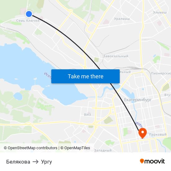 Белякова to Ургу map