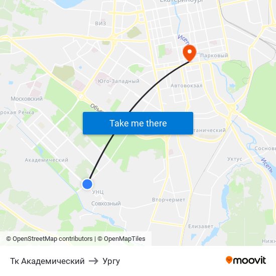 Тк Академический to Ургу map
