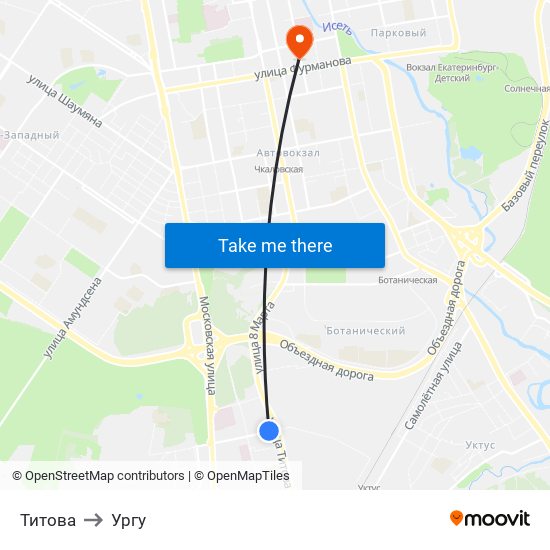 Титова to Ургу map