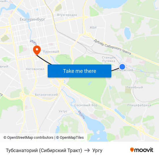 Тубсанаторий (Сибирский Тракт) to Ургу map
