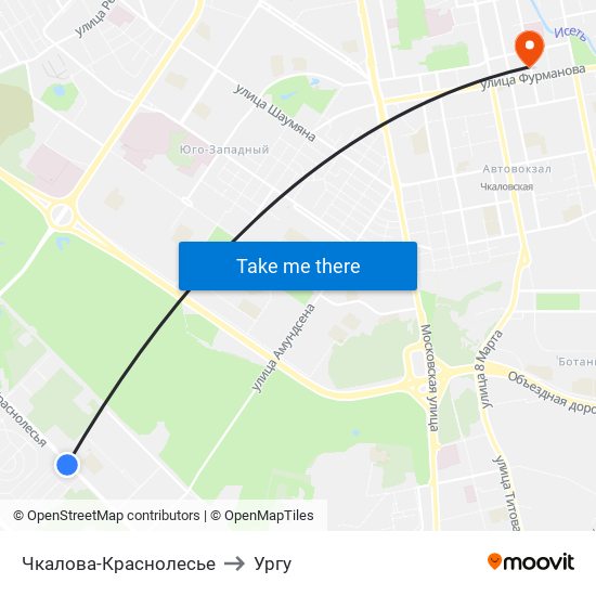 Чкалова-Краснолесье to Ургу map