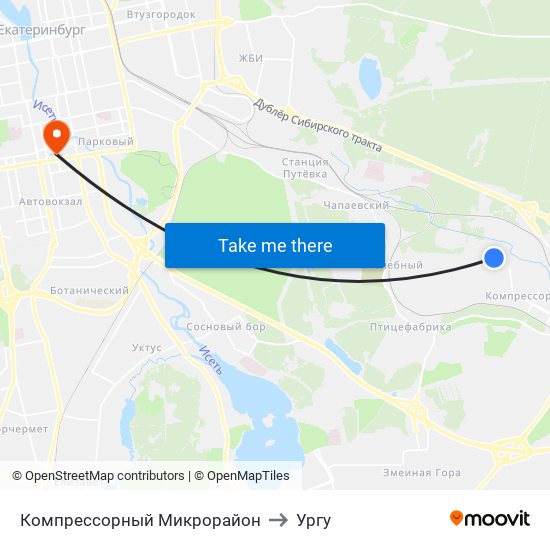 Компрессорный Микрорайон to Ургу map