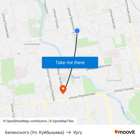 Белинского (Ул. Куйбышева) to Ургу map