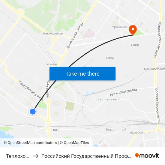 Теплоходный Проезд to Российский Государственный Профессионально-Педагогический Университет map