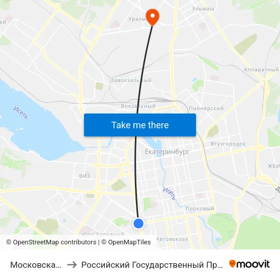 Московская (Ул. Фурманова) to Российский Государственный Профессионально-Педагогический Университет map
