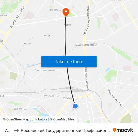 Азина to Российский Государственный Профессионально-Педагогический Университет map