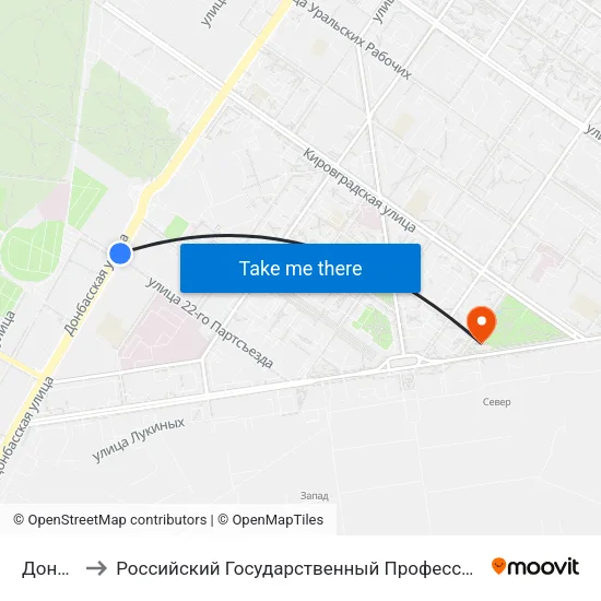 Донбасская to Российский Государственный Профессионально-Педагогический Университет map
