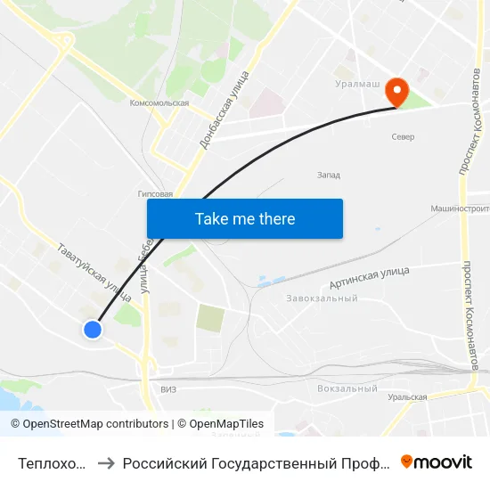 Теплоходный Проезд to Российский Государственный Профессионально-Педагогический Университет map