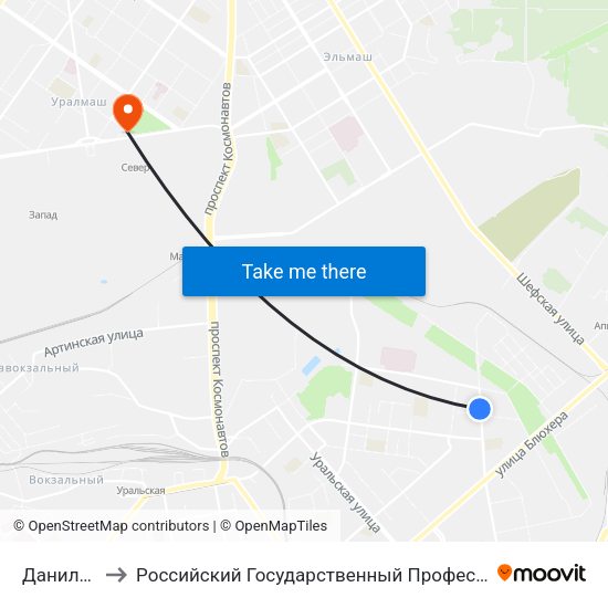 Данилы Зверева to Российский Государственный Профессионально-Педагогический Университет map