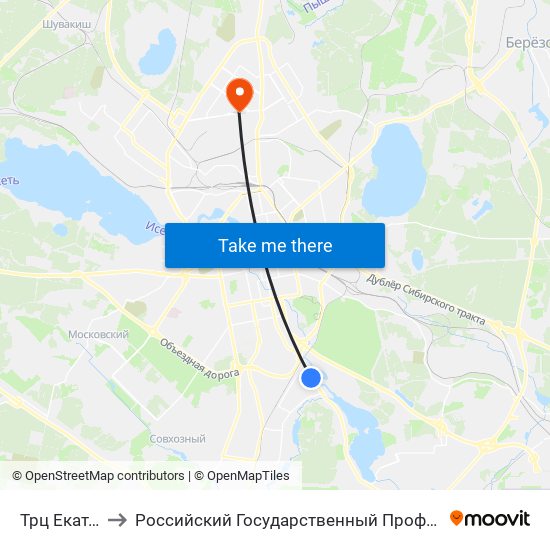 Трц Екатерининский to Российский Государственный Профессионально-Педагогический Университет map