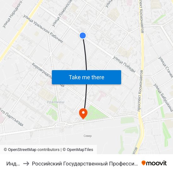 Индустрии to Российский Государственный Профессионально-Педагогический Университет map