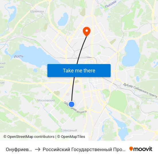 Онуфриева (Ул. Громова) to Российский Государственный Профессионально-Педагогический Университет map