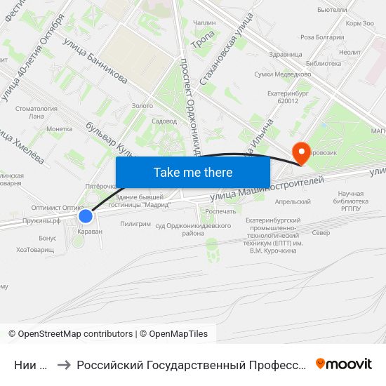 Нии Тяжмаш to Российский Государственный Профессионально-Педагогический Университет map
