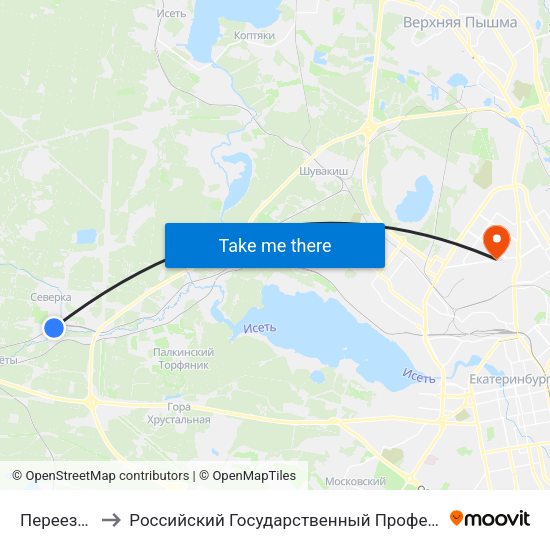 Переезд (Северка) to Российский Государственный Профессионально-Педагогический Университет map