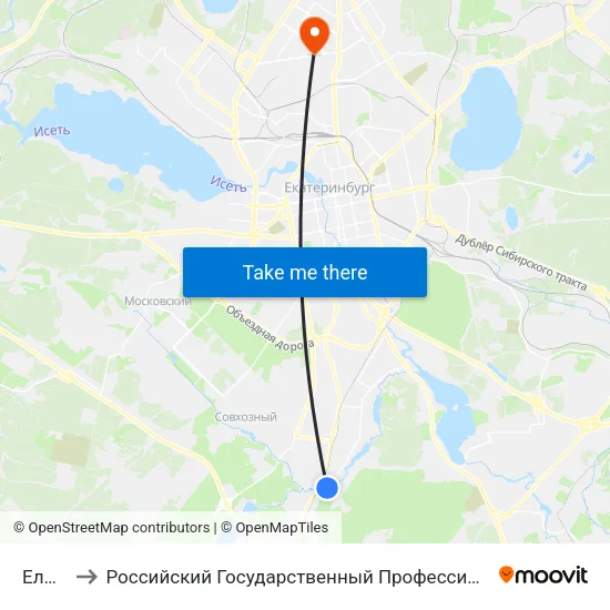 Елизавет to Российский Государственный Профессионально-Педагогический Университет map