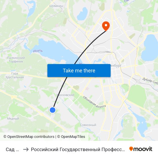Сад Березка to Российский Государственный Профессионально-Педагогический Университет map