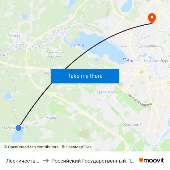 Лесничество (Чусовской Тракт) to Российский Государственный Профессионально-Педагогический Университет map