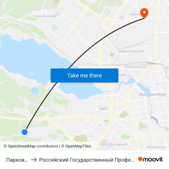 Парковый Кордон to Российский Государственный Профессионально-Педагогический Университет map